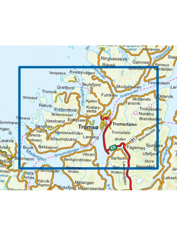 Přehled mapy Tromso - Kvaloya